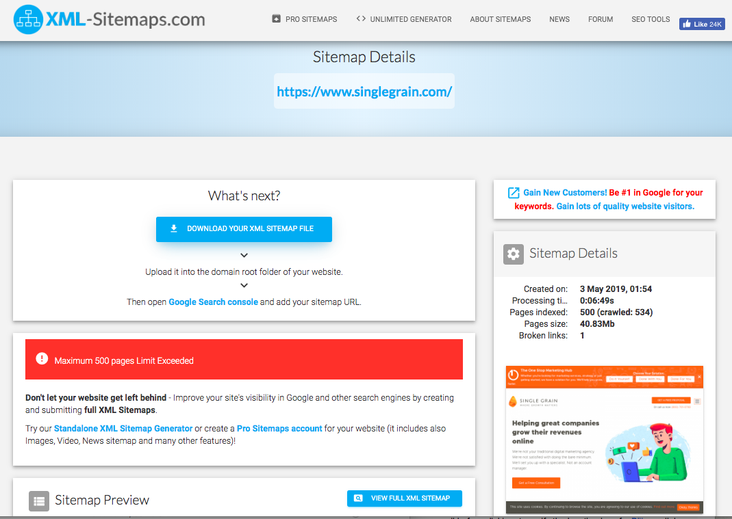 XML sitemaps SG